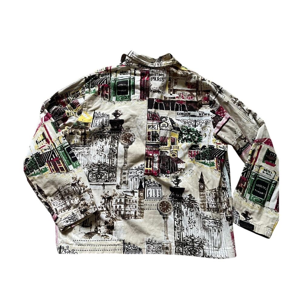 Vintage Units Postcard Novelty Artsy Jacket Large Cotton Graphic Patchwork - Picture 6 of 9